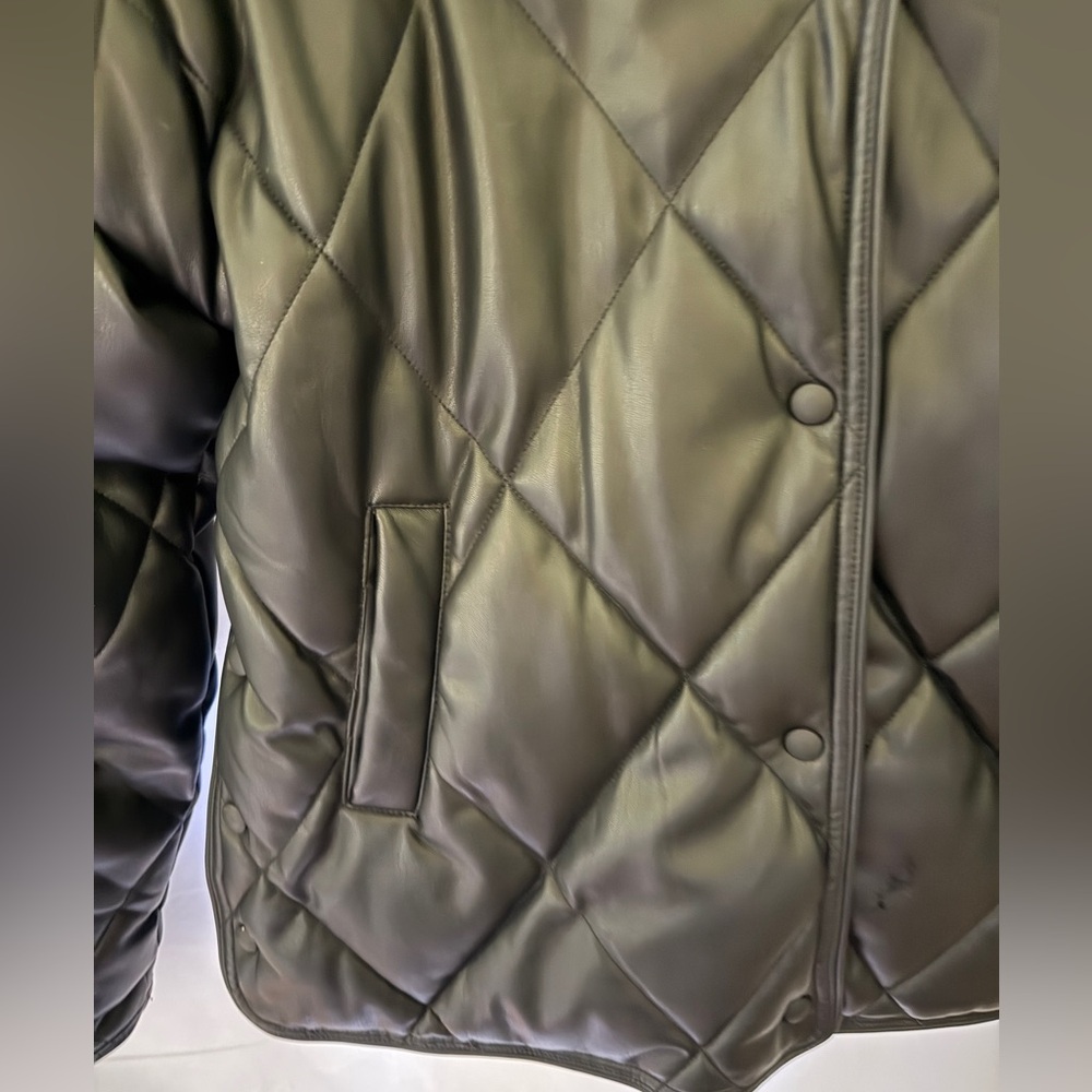 Apparis Quilted Faux Leather Black Jacket - Picture 9 of 12
